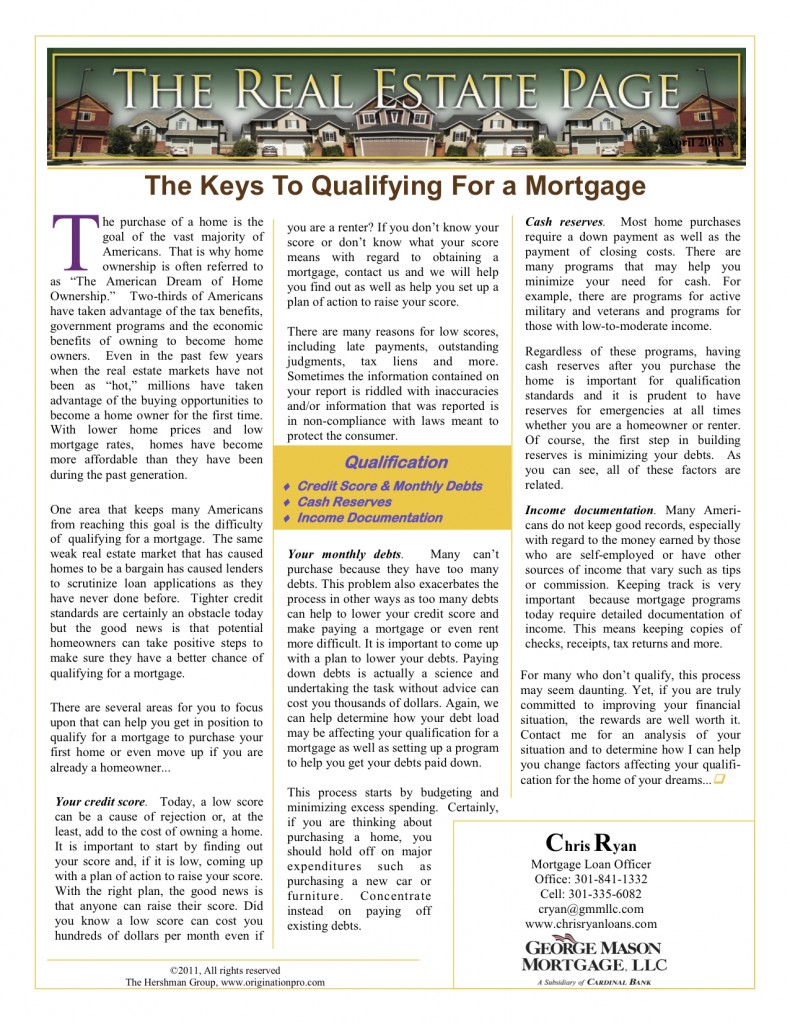 Qualifying for a mortgage